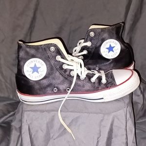 Black Satin Converse Chuck Taylor hightops